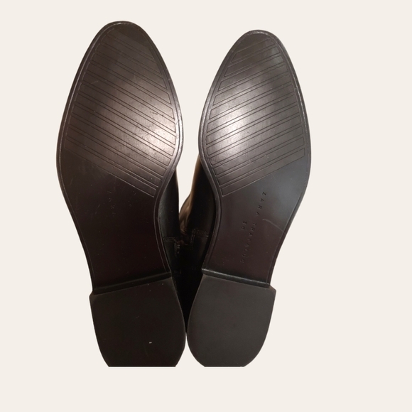 ZARA FLAT TALL RIDING BOOTS WITH BUCKLES SIZE 5.5 - Picture 5 of 9